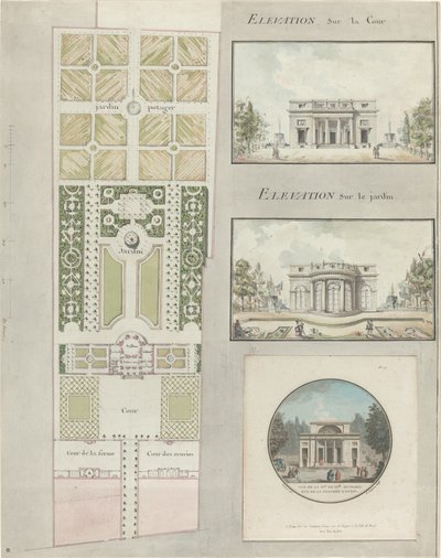 Progetto per la casa e i giardini di Mlle. Guimard da Jean Testard and Charles Philippe Campion de Tersan