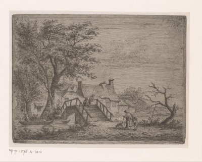Paesaggio con ponte di legno su un fiume da Jean Théodore Joseph Linnig