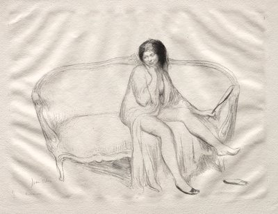 Donna nuda seduta su un divano da Jean Veber