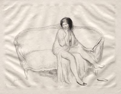 Donna nuda seduta su un divano da Jean Veber