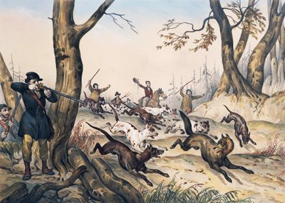 Caccia al lupo, incisione di Jean Victor Adam da Jean Victor Adam