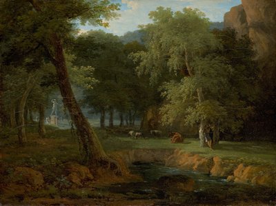 Scena boschiva con ninfe e un erma da Jean Victor Bertin