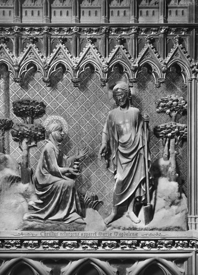Cattedrale, interno, schermo del coro, Gesù Cristo appare a Maria Maddalena, c.1340-51 da Jean and Jean Le Boutellier Ravy