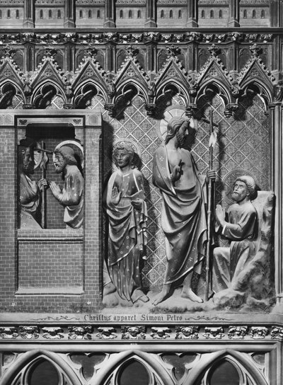 Cattedrale, interno, schermo del coro, Gesù Cristo appare a San Pietro, c.1340-51 da Jean and Jean Le Boutellier Ravy