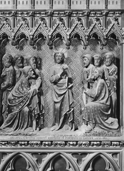 Cattedrale, interno, schermo del coro, Gesù Cristo appare agli apostoli e ai discepoli in Galilea, c.1340-51 da Jean and Jean Le Boutellier Ravy