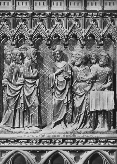 Cattedrale, interno, schermo del coro, Gesù Cristo appare agli apostoli, c.1340-51 da Jean and Jean Le Boutellier Ravy