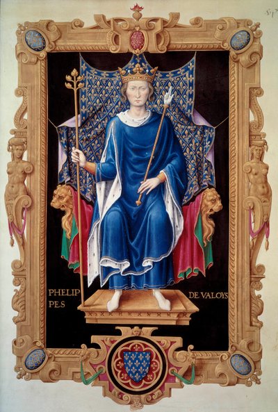 Ritratto a figura intera di re Filippo VI di Valois da Jean du Tillet
