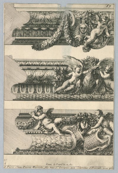 Progetto per cornici dipinte, da "Bordures de Tableau" da Jean le Pautre