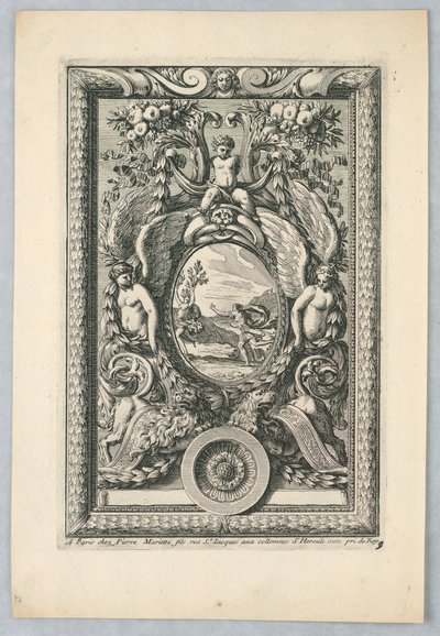 Foglio dal set, "Ornemens de Peaneaux pour... Lambris" da Jean le Pautre