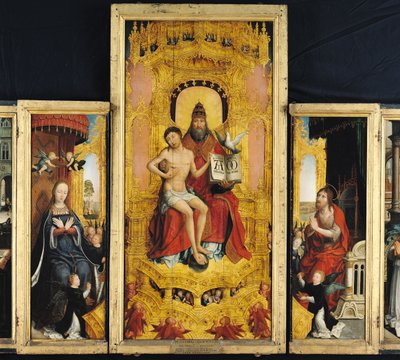 Polittico della Glorificazione della Santissima Trinità, pannello centrale raffigurante la Trinità, la Vergine e San Giovanni Battista, c.1509-16 da Jean the Elder Bellegambe
