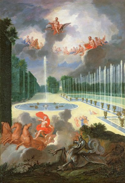 I boschetti di Versailles. Vista della piscina del Drago e della piscina di Nettuno, con Apollo che uccide Pitone da Jean the Younger Cotelle