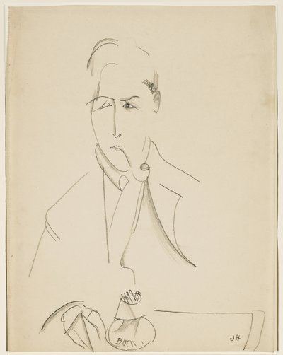 Ritratto di Modigliani con pipa da Jeanne Hébuterne
