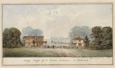 Progetto per i Lodge a Edensor nel Chatsworth Park da Jeffry Wyatville