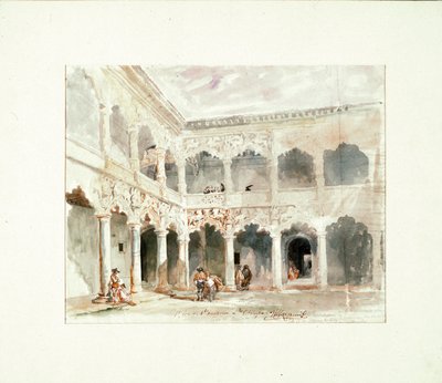 Cortile del Palazzo del Infantado a Guadalajara (Spagna) da Jenaro Pérez Villaamil