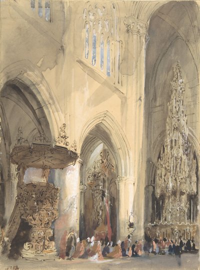 Interno della Chiesa di San Giacomo, Lovanio da Jenaro Pérez Villaamil