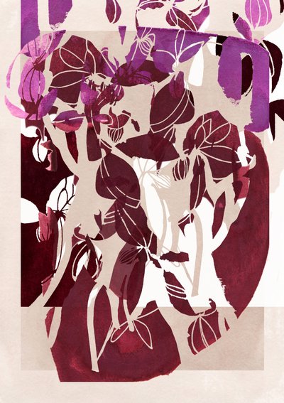 Motivi floreali astratti in magenta da Jenja Braun