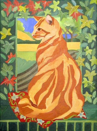 Gatto 1, 2014 (acrilico su tela) da Jennifer Abbott