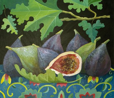 Fichi su nero, 2014 (acrilico su tela) da Jennifer Abbott