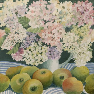 Ortensie e mele da cucina (acrilico) da Jennifer Abbott