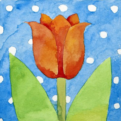 Tulipano blu sfondo a macchie bianche, 2013 (acquerello) da Jennifer Abbott