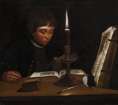 Ragazzo che legge alla luce artificiale da Jens Juel