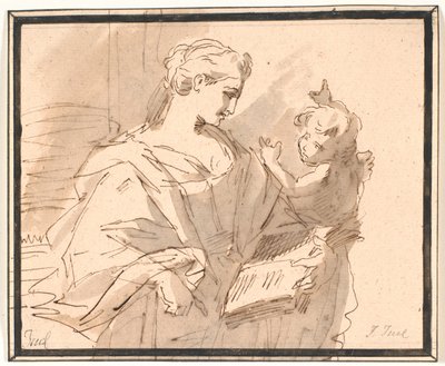 Una santa con un libro e un putto da Jens Juel