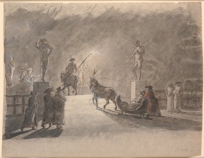 Una corsa in slitta alla luce delle torce sul ponte di Holmen da Jens Juel