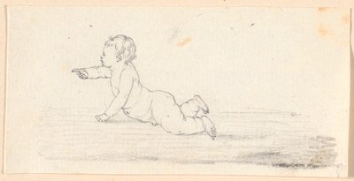 Un bambino nudo che gattona da Jens Juel