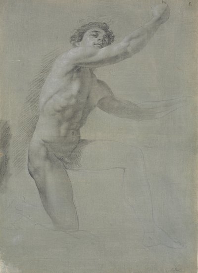 Modello visto di fronte, inginocchiato sul ginocchio destro; non completato da Jens Juel