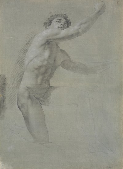 Modello visto di fronte, inginocchiato sul ginocchio destro; non completato da Jens Juel