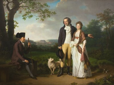 Niels Ryberg con suo figlio Johan Christian e sua nuora Engelke, nata Falbe da Jens Juel