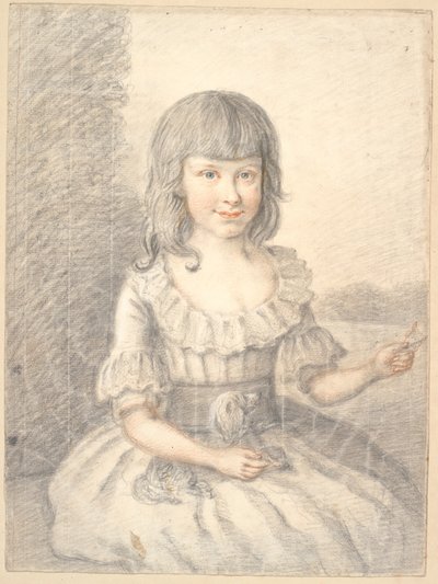 Ritratto di una bambina con un cane da Jens Juel