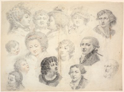 Foglio di schizzi con teste da Jens Juel