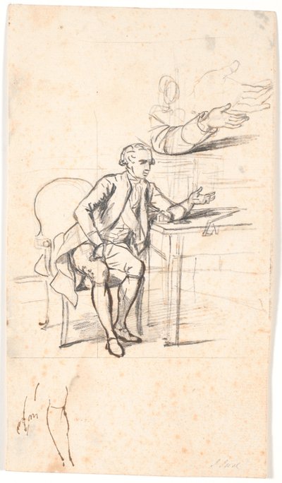 Studio per il ritratto di famiglia Holmskiold del 1787: consigliere segreto Theodor Holmskiold seduto a un tavolo da Jens Juel