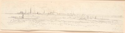 Veduta di Copenaghen da Frederiksberg Bakke. Studio di sfondo per il ritratto di Federico VI come principe ereditario da Jens Juel