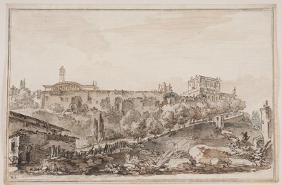Veduta della città con palazzo e chiesa circondati da mura da Jens Petersen Lund