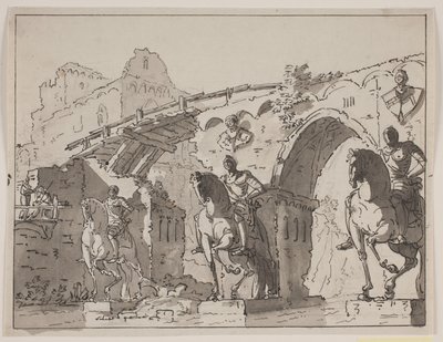 Ponte fantastico con statue equestri da Jens Petersen Lund