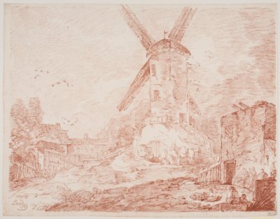 Paesaggio italiano con mulino a vento da Jens Petersen Lund