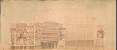 Il Teatro Reale 1874. Sezione longitudinale da Jens Vilhelm Dahlerup