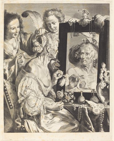 Una Vecchia alla Tavola da Toilette da Jeremias Falck after Johann Liss after Bernardo Strozzi