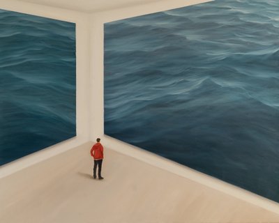 Guardando il mare, 2019 (olio su tela) da Jerome Glomaud