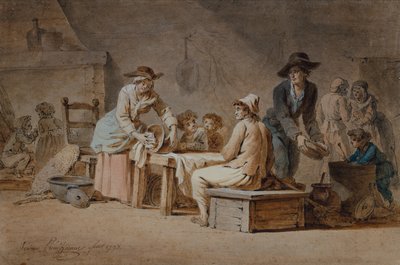 Una famiglia di contadini in un interno da Jerome Preudhomme