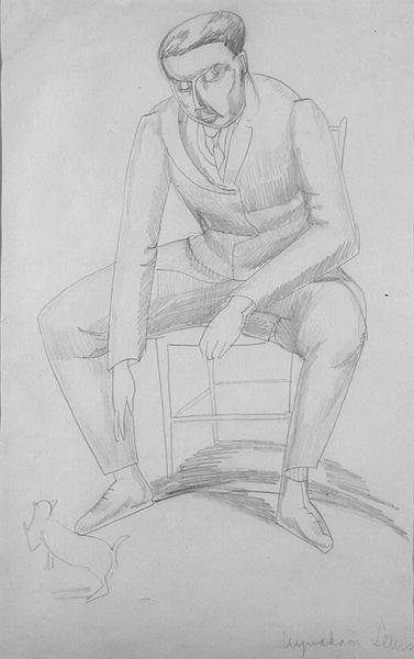 Wyndham Lewis con Gatto, c.1920 da Jessica Stewart Dismorr