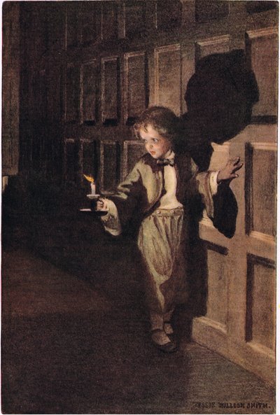 Un bambino alla luce della candela, da 