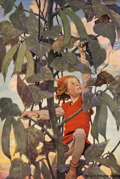 Jack e il fagiolo magico (litografia a colori) da Jessie Willcox Smith