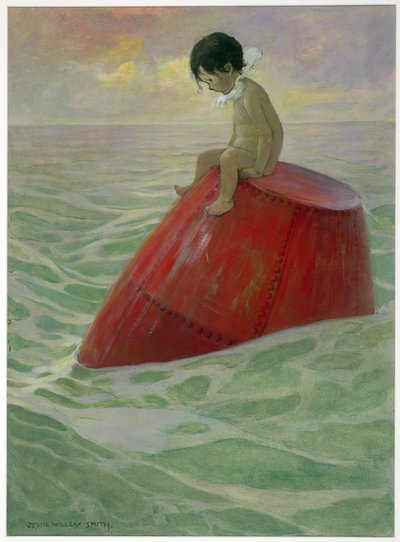 Tom sedeva sulla boa per lunghi giorni, da The Water Babies di Charles Kingsley, pub. 1916 da Jessie Willcox Smith