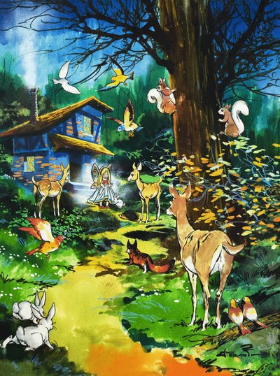 Gli animali del bosco visitano la casa delle fate da Jesus Blasco