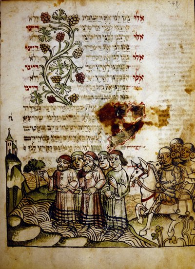 Passaggio del Mar Rosso, da un Machazor del XV secolo, Biblioteca Palatina, Parma da Jewish School