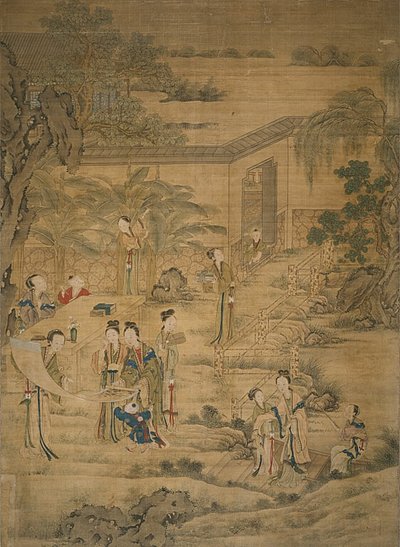 Donne che guardano i dipinti da Jiao Bingzhen