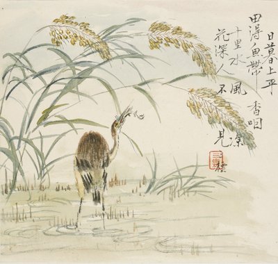 Un airone che mangia un pesce da Jin Yuan
